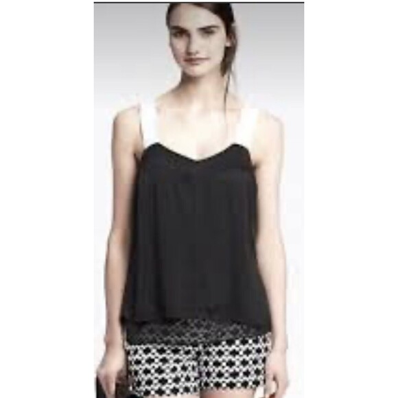 Banana Republic Tops - Banana Republic Black Grosgrain Straps Lined Blouse Top Tank Size Med NWT